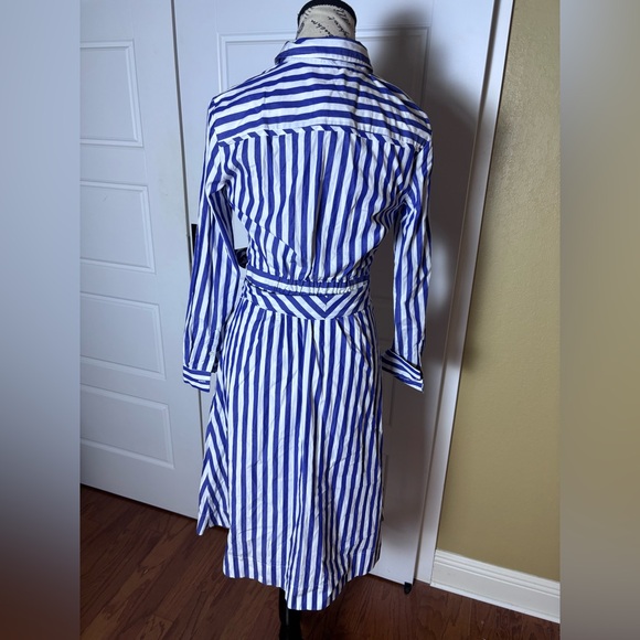 NWT J.Crew Tie Waist Shirtdress Stripe Blue 0 - Picture 3 of 5